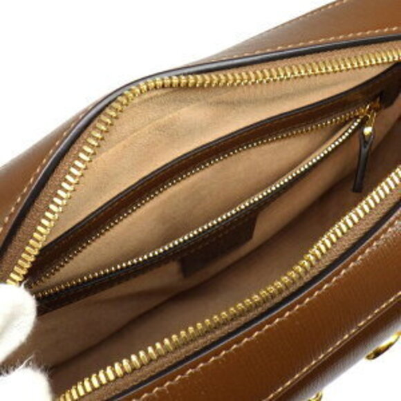 Gucci Horsebit Shoulder Bag Beige Ebony GG Supreme Canvas Leather - Picture 6 of 10